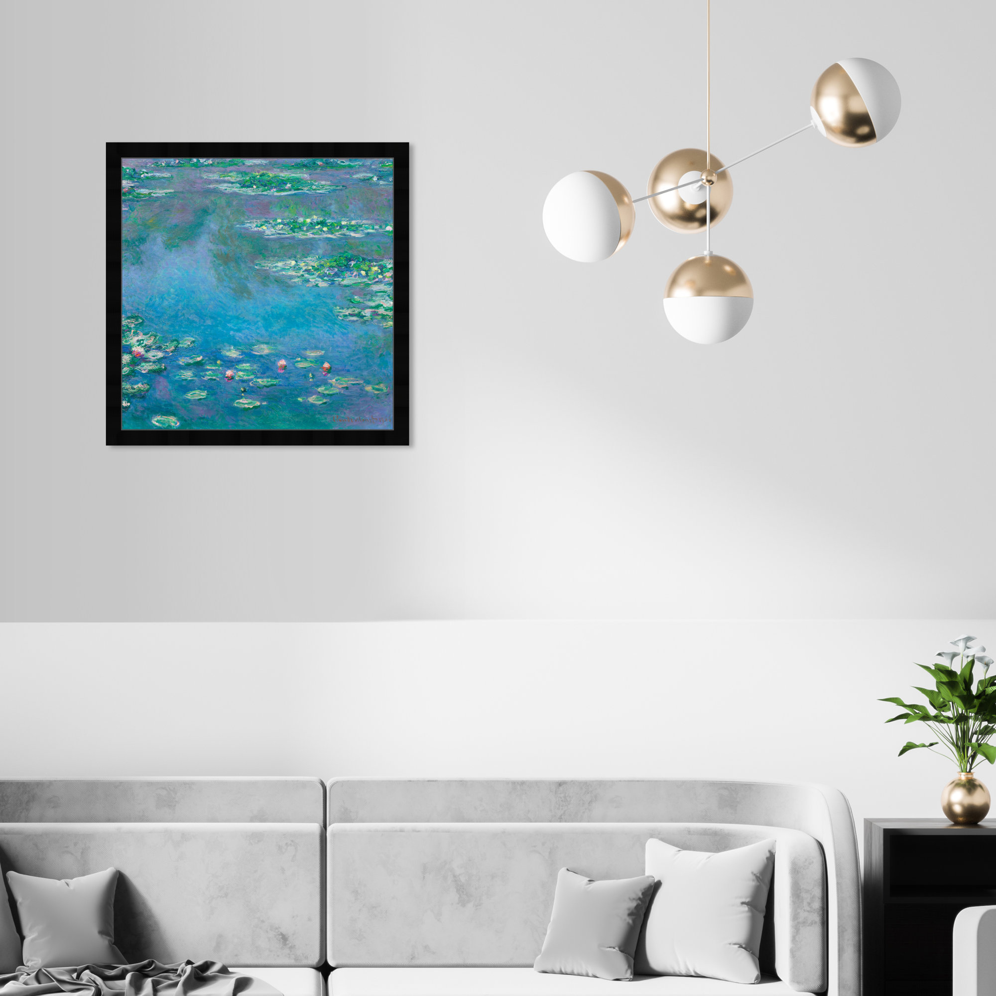 Classic Water Lilies in a Pond by Birch Lane™ - Picture Frame Print, 22" H x 22" W, Black