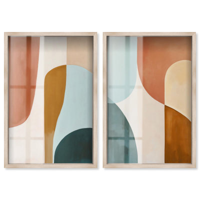 Ensemble d'art abstrait moderne « Desert Archway Duet » en format shadowbox par Art Remedy, cadre noir, 10 x 15