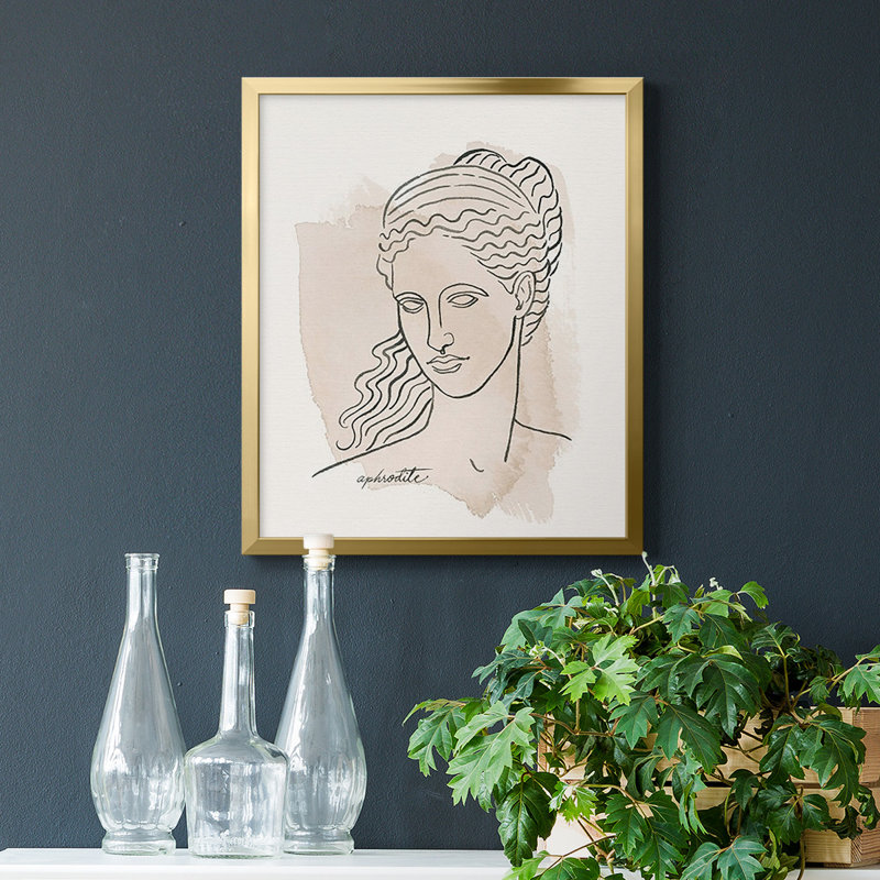 Bustes grecques V, toile encadrée de qualité supérieure - prête à être accrochée, H 24 po x l 20 po, Or