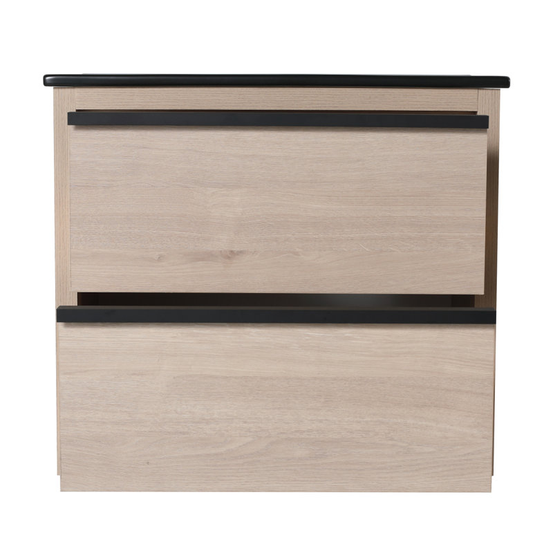 Meuble-lavabo 24 po avec lavabo en céramique noire et 2 tiroirs à fermeture en douceur