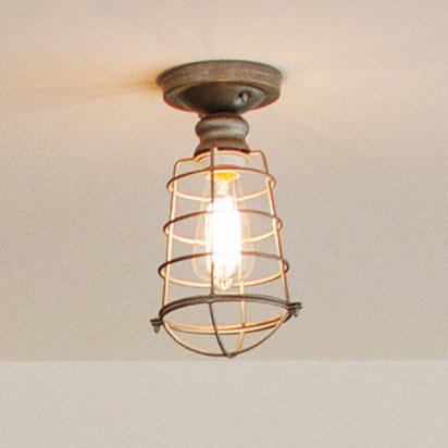 Diaundra Steel Semi Flush Mount, Galvanized