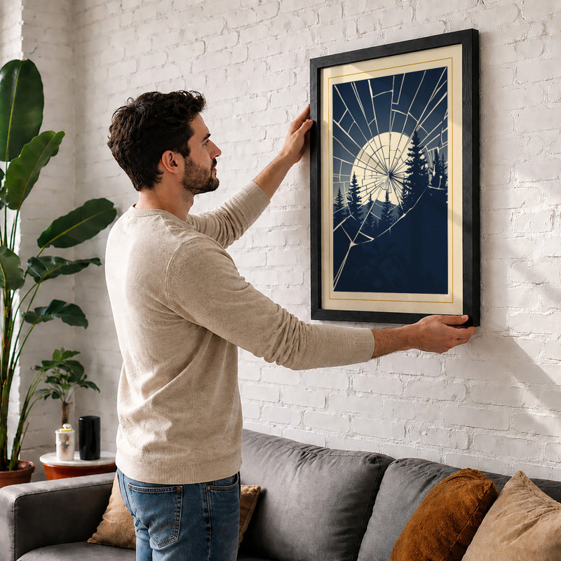 Forest Under Stars Scandinavian - Print, A1 - 84.1 x 59.4 cm, Black