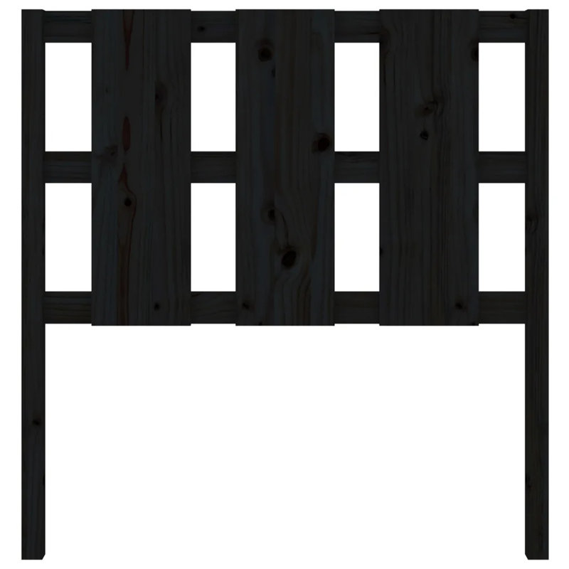 17 Stories Bed Headboard Solid Wood Pine, Black, 105.5 x 100 cm