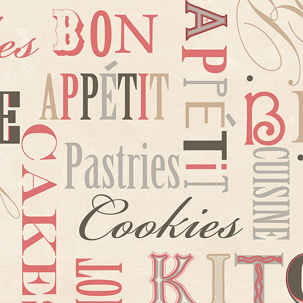 Rouleau de papier peint L 32,7 pi x l 20,5 po, L 32,7 po x l 20,5 po, Rouge / beige / argent pâle