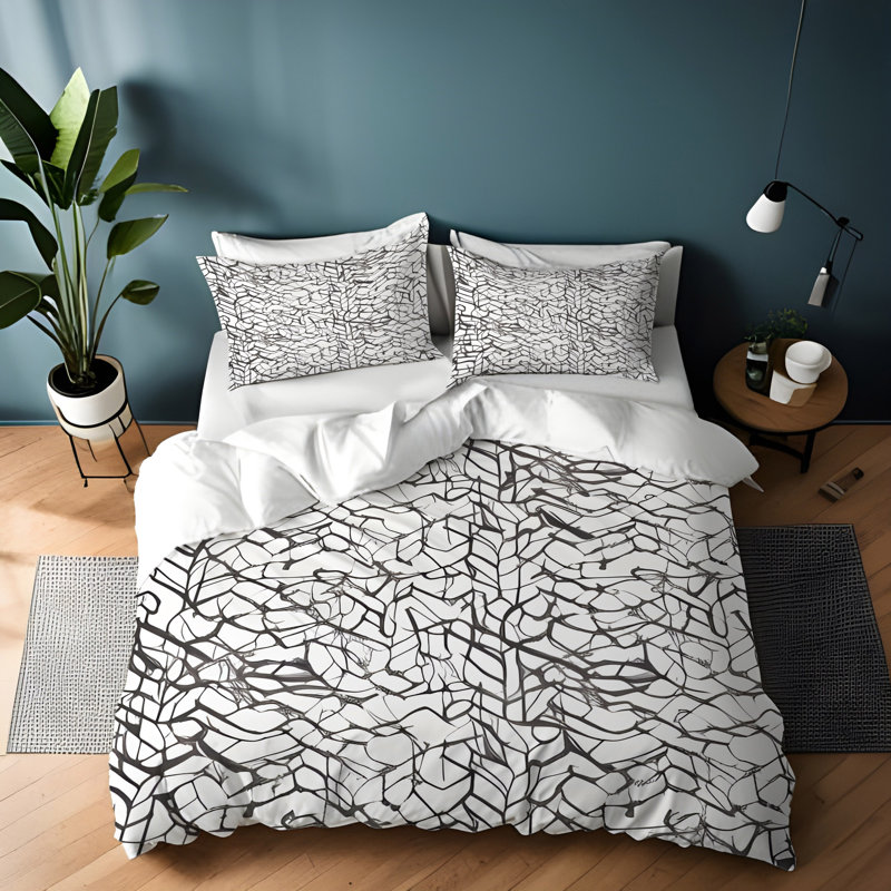 Polyester Abstract Duvet Cover, King Duvet Cover + 2 King Shams