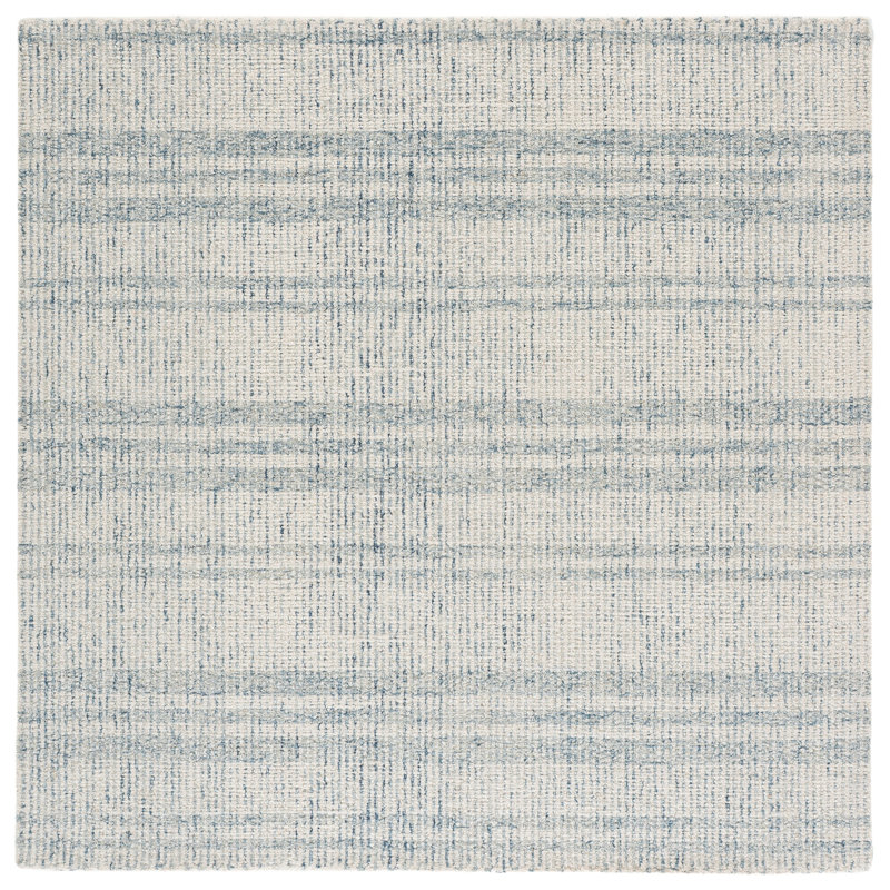 Abstract Hand Tufted Wool; Cotton Striped Indoor Rug, 6'-0" x 6'-0" Square
