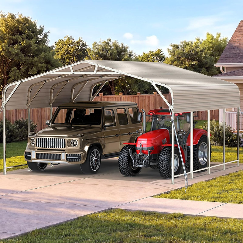 20x20 FT Heavy-Duty 2-Car Metal Carport, 30 PSF Snow Load Storm-Ready Garage, 19-Gauge Steel RV/Boat Shelter with Extended Overhang, Easy Assembly Outdoor Car Canopy