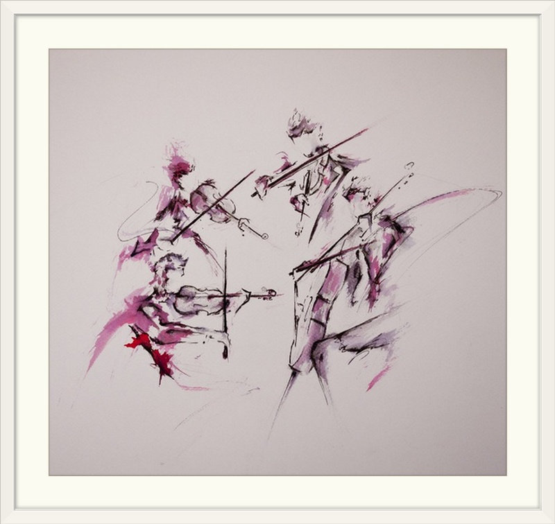 « quartet » par marc allante, impression, Cadre blanc, H 24 po x l 24 po x P 1 po
