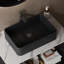 20'' Bathroom Sink, Rectangular Striped Vessel Ceramic Basin Without Faucet, NO Cabinet, Black