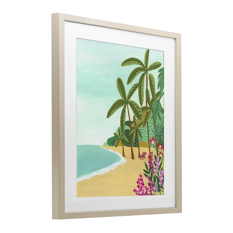 Palmier rempli de rivage, reproduction encadrée sous verre, design par Nabeela Rumi, H 21 po x l 17 po
