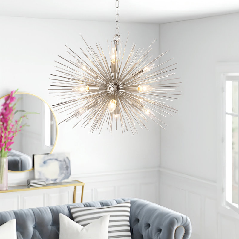 Lustre sphérique spoutnik 12 lumières Baskin, Nickel