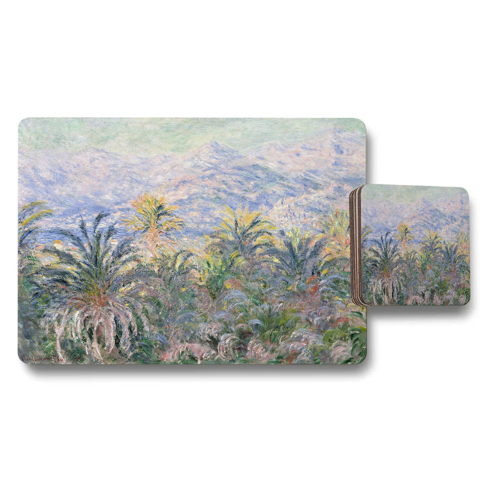 Impressionist Palm Trees Landscape Placemat And Coaster Set