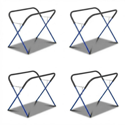 4Pcs Heavy Duty 750 lbs Capacity Folding Work Stand - Portable Collapsible Bench for Garage, Workshop, Auto Bumpers, Fenders, Doors, Hoods - Collapsible Design - Blue