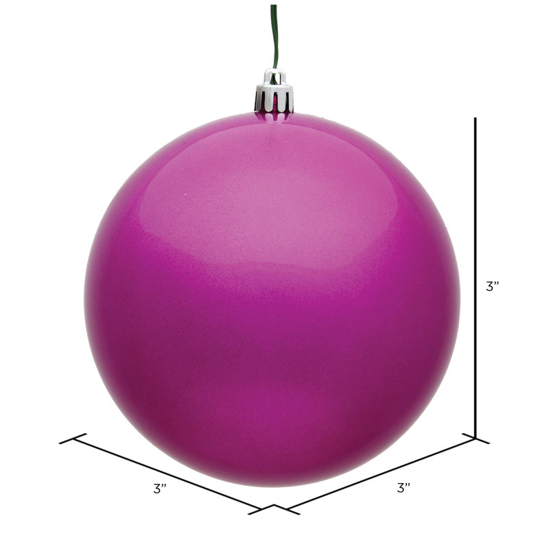 Holiday Décor Ball Ornament, 3" H x 3" W x 3" D, Fuchsia