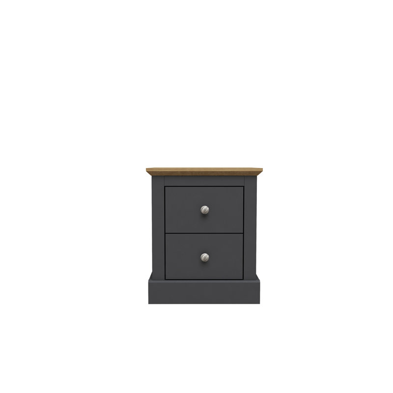 DEVON 2 DRAWER BEDSIDE CABINET, Charcoal