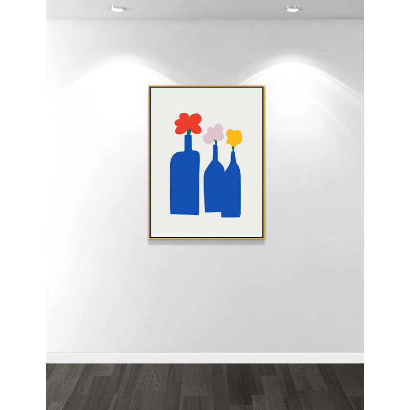 «Bold Blooms Trio Print» par Dean, L 31,5 po x H 41,5 po, Framed Canvas, Flotteur doré