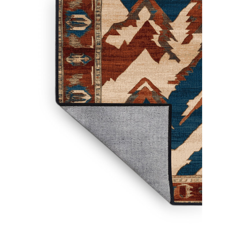 Tapis persan noir lavable à la machine, Carré 5 pi