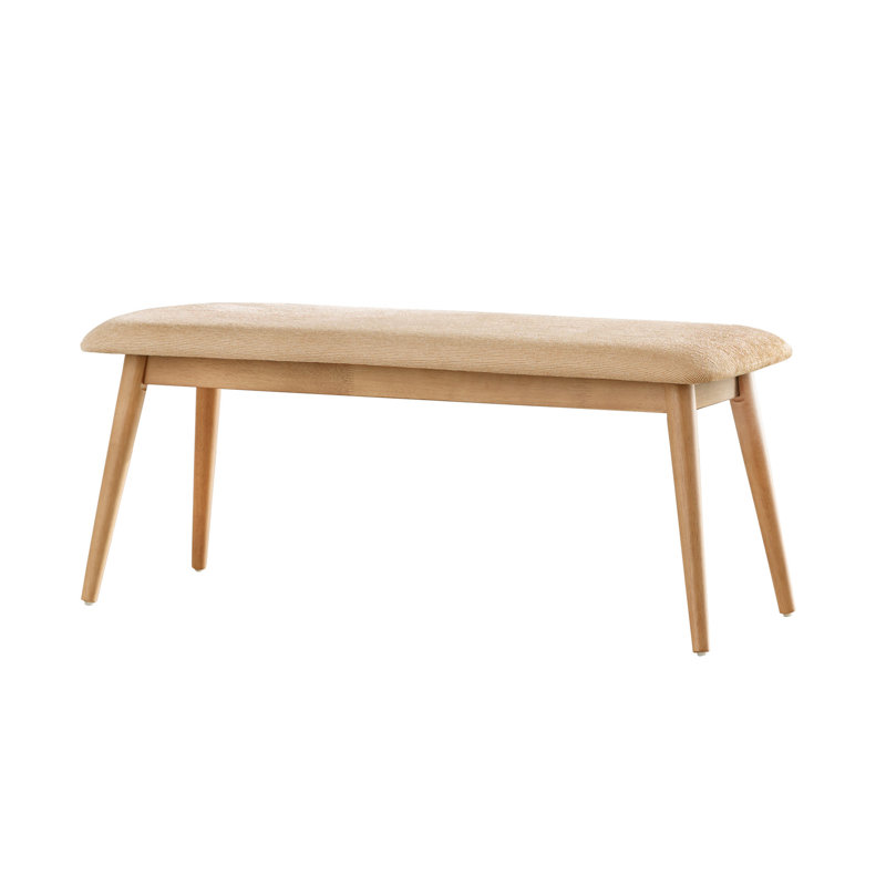 Polyester Blend Upholstered Bench, Natural