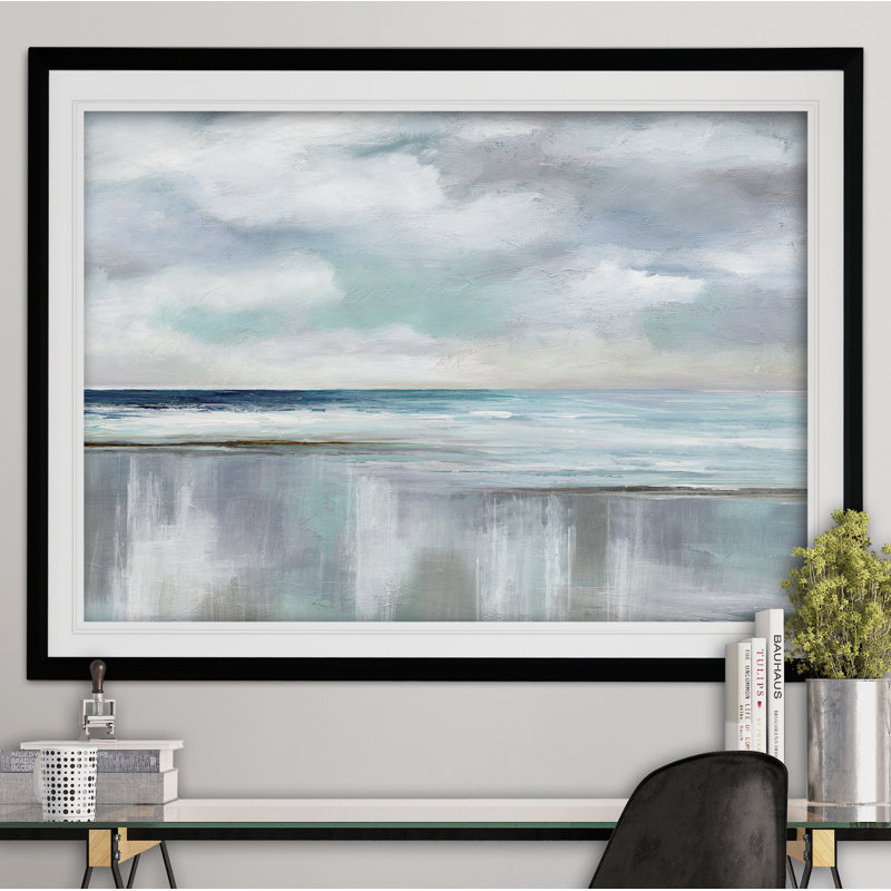 « cyan », reproduction de peinture à l’acrylique encadrée, H 20 po x l 24 po x P 1,5 po, Noir