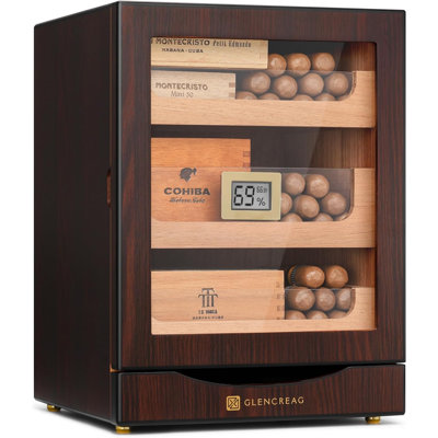 Cigar Humidor Cabinet for 100 to 150 Cigars with Spanish Cedar Lining, Tight-Seal Magnetic Door, 3+1 Large Capacity Drawers
