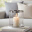 Porte-bougie décoratif Gsy, patchwork argent et blanc, verre de 7 pouces