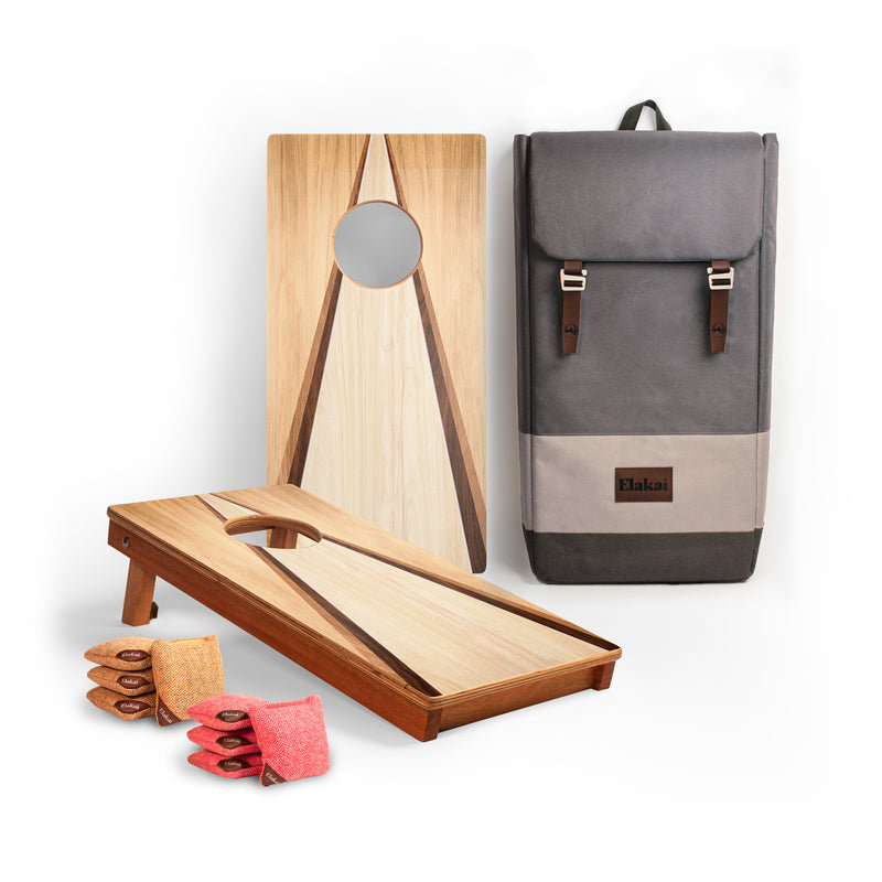 Ensemble de planches cornhole rétro 1 pi x 2 pi, Blanc / brun