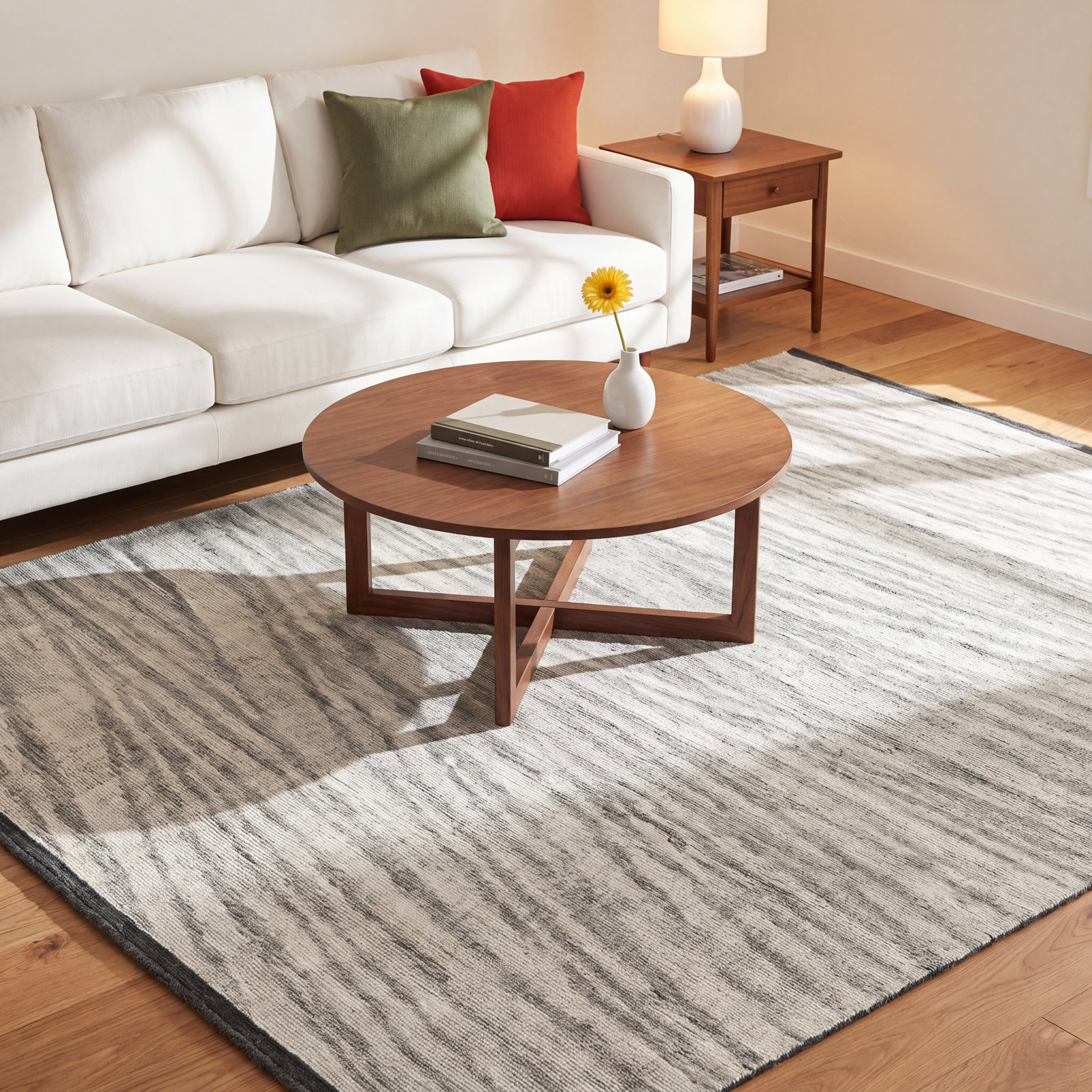 Westergard Ivory Gray Hand-Knotted Wool Rug, Rectangle 8' x 10'