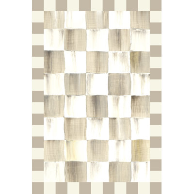 Mocha Checkered Washable Rug