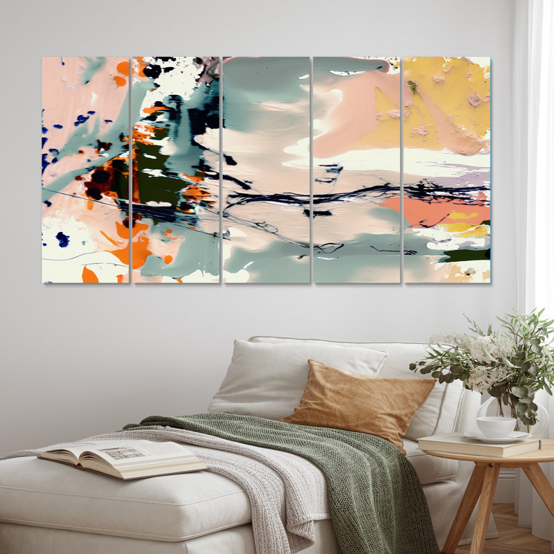 «Autumn Of Retro Groove Abstract Expressionism II», reproduction sur toile abstraite - 5 panneaux égaux