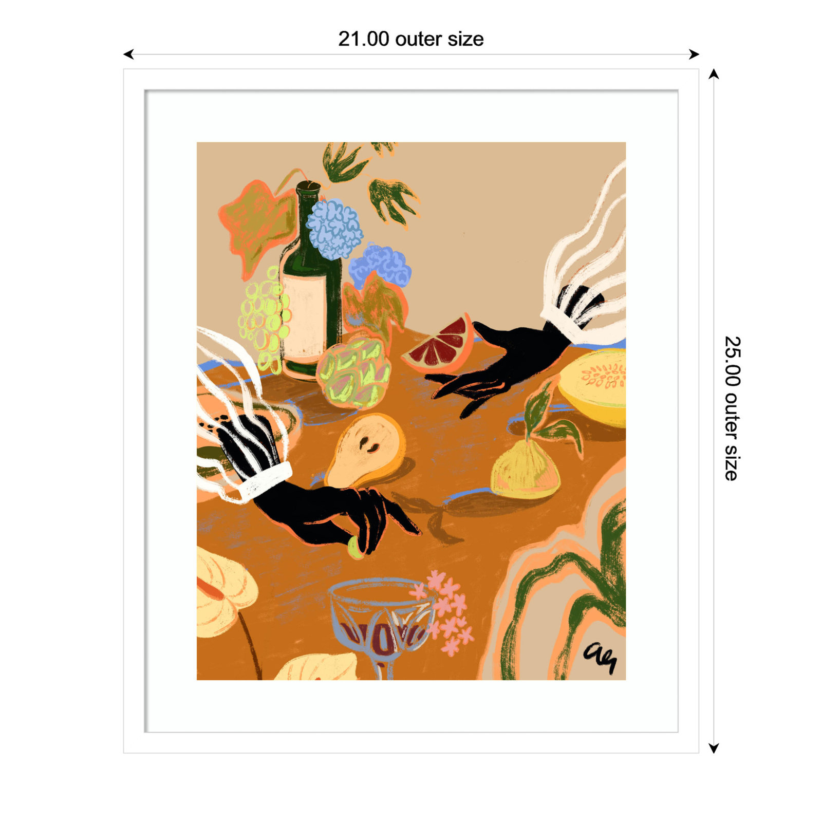 Oberon "Handful of Love (Fruit)" Print, White, 25" H x 21" W