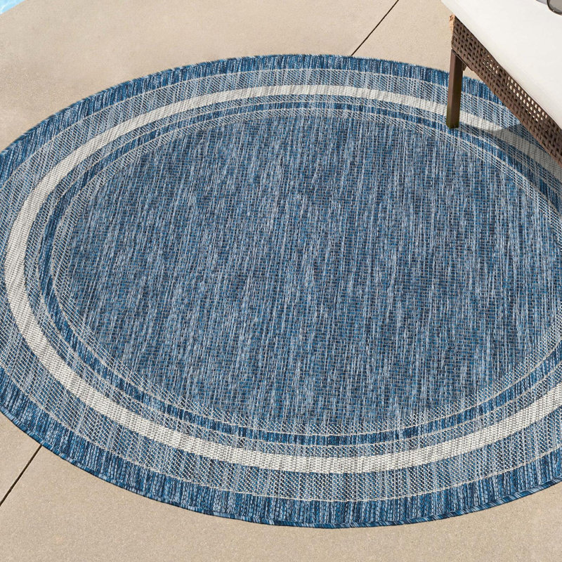 Tapis intérieur / extérieur bleu Swanee, Blue, Rond 10 pi