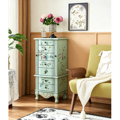 Armoire à bijoux en bois massif avec miroir American Style