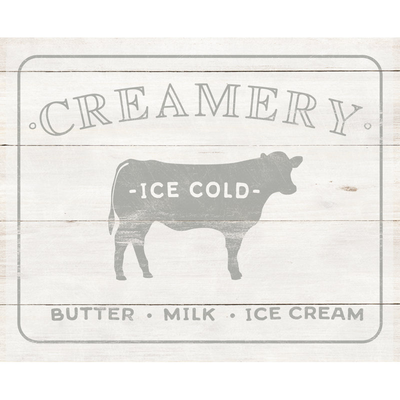 Creamery Dairy Cow II - Textual Art Print, 20cm H x 30cm W, Wrapped Canvas