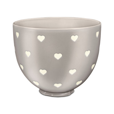 KitchenAid 5-Quart Titanium-Reinforced Ceramic Bowl for Tilt-Head Stand Mixers in Grey Hearts