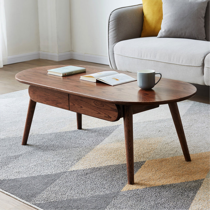 Table d'appoint ovale en bois massif - chêne, compartiment à tiroirs, bureau pratique en chêne, organisation, productivité