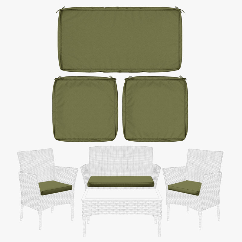 Ensemble de housse de coussin d'extérieur et de siège de patio 3 pièces Cartert, Vert clair