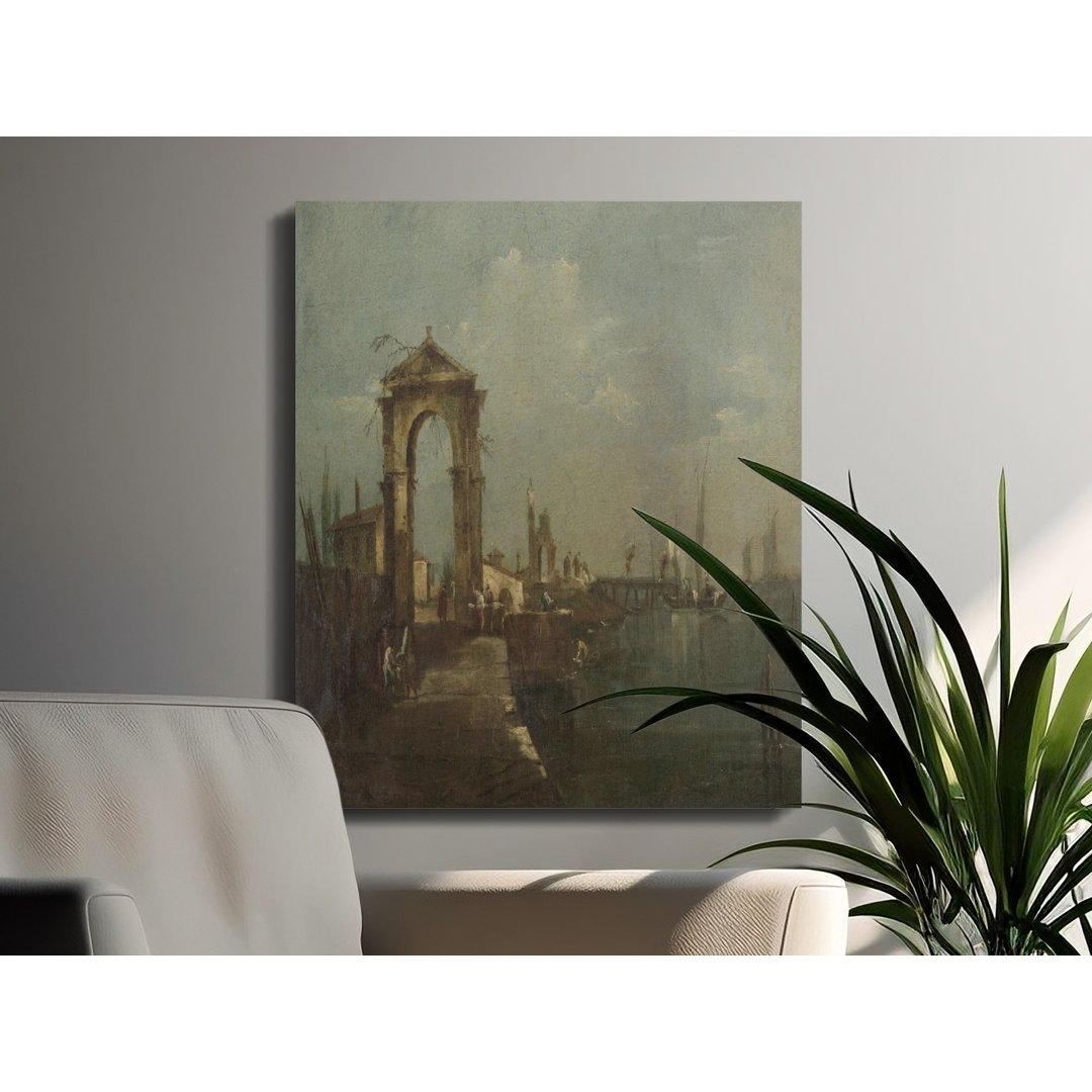 Venetian Seascape Canvas Wall Art, Archway Scene, Gallery Wrapped Canvas, Ready to Hang, Modern Home Decor, Statement Piece, Archival
