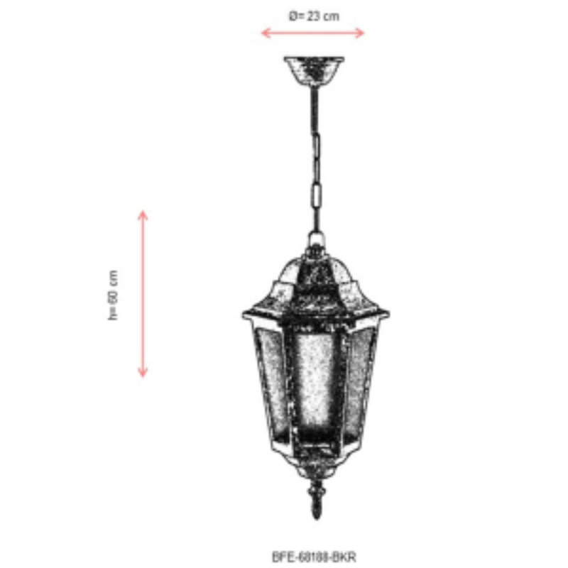 Lustre d'extérieur élégant, structure en ABS brun, 23,6 po de diamètre x 23,6 po de hauteur | Douille E27, 40 W maximum, étanche IP65 | Parfait pour le décor industriel américain nostalgique et traditionnel, solution d'éclairage durable et élégante