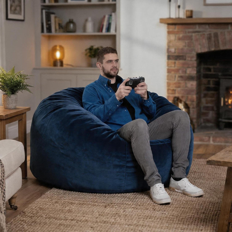 Fauteuil à billes convertible 4 en 1 pour adultes - Canapé surdimensionné en flanelle avec mousse à mémoire de forme et housse amovible, grand canapé confortable