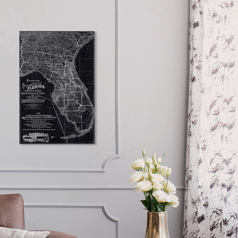 «Florida Map 1890», impression sur toile, H 15 po x l 10 po x P 1,5 po