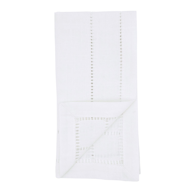 White Cotton Double Hemstitch Table Napkins Set of 4