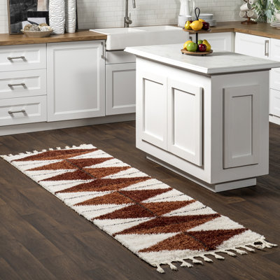 Shaggy Diamond Tassel Area Rug