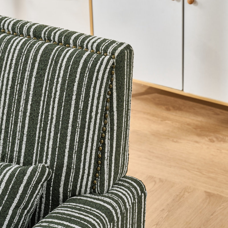 Chaise d'appoint avec accoudoirs et garniture cloutée, Vert