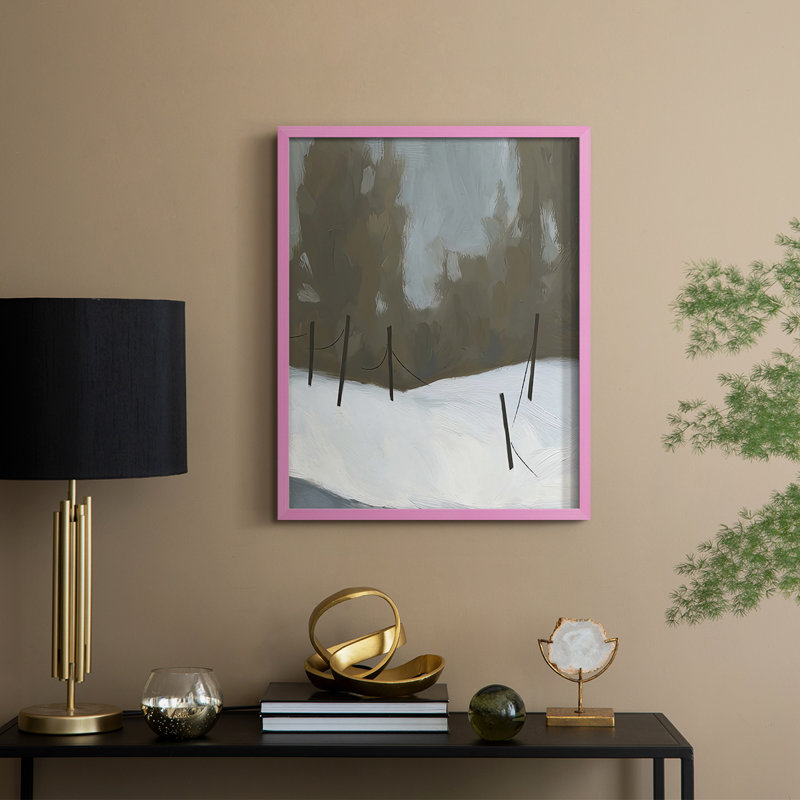 Deep Snow IV Framed Print - Solid Wood, 21" H x 17" W, Pink Framed