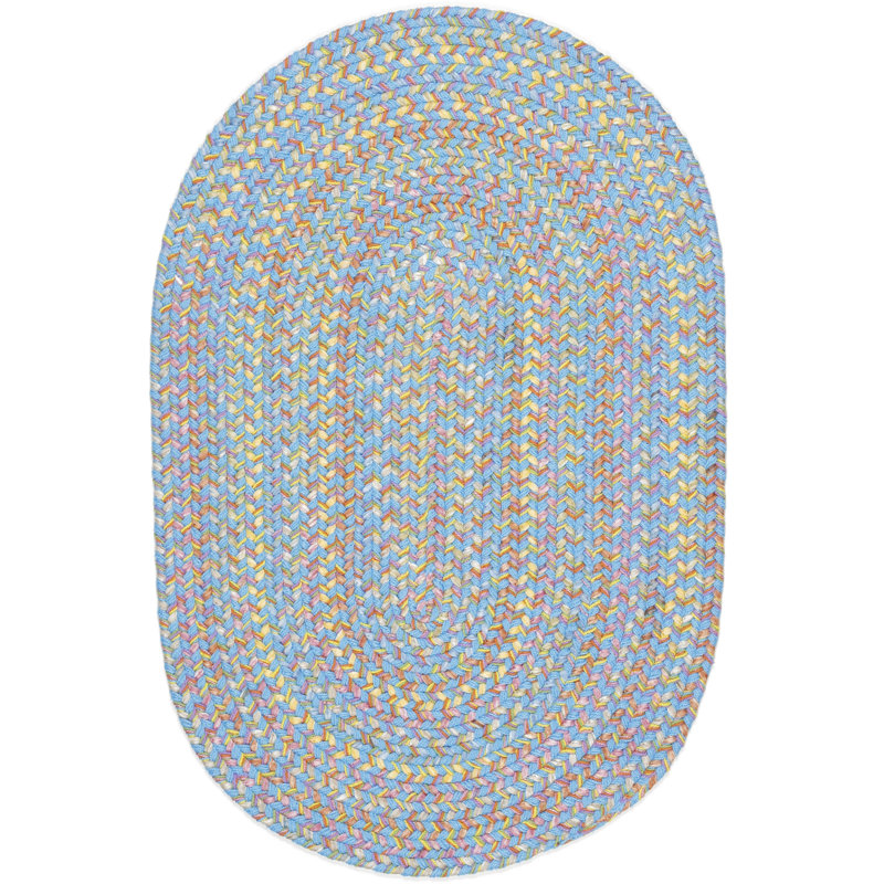 Tapis d'intérieur / extérieur multicolore tressé à la main Berklee, Ovale 2 pi x 3 pi