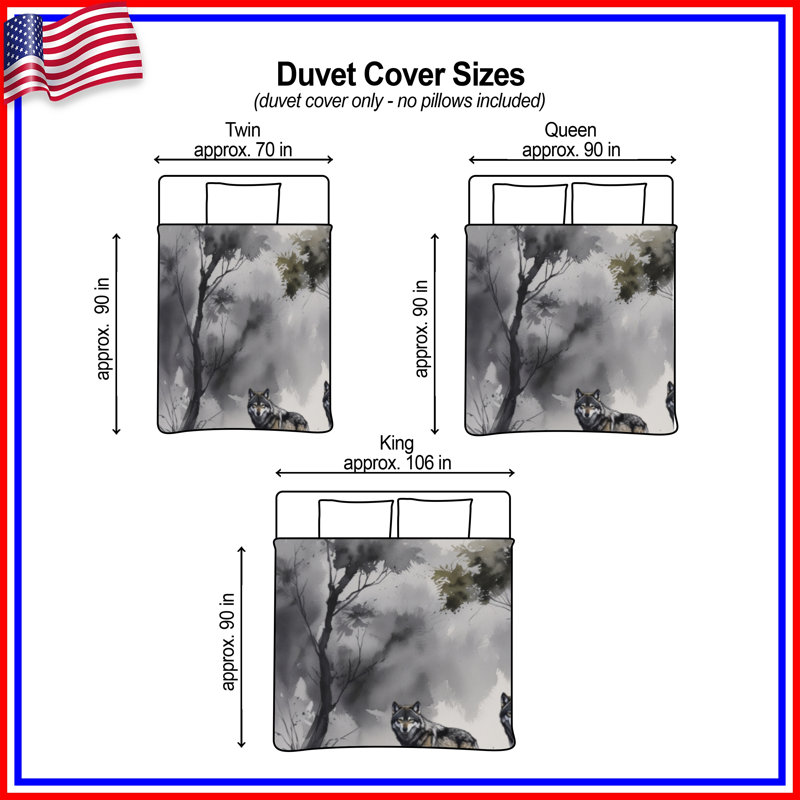 Gray Wolves In Forest Duvet Covers, Twin