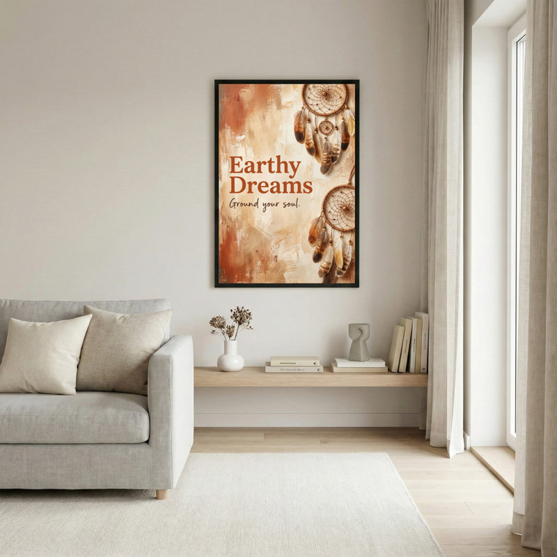 «Earthy Dreams Dreamcatcher», reproduction d'art sur toile tendue sur toile pour le salon, H 18 po x l 12 po