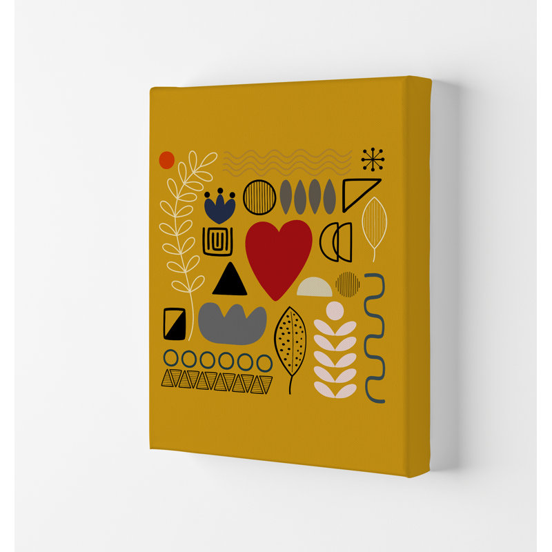 Yellow Scandinavian Abstract Shapes Original - Print, No Frame, 42cm H x 30cm W x 1cm D