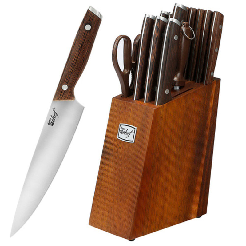 Deco Chef 16 Piece Stainless Steel Knife Block Set