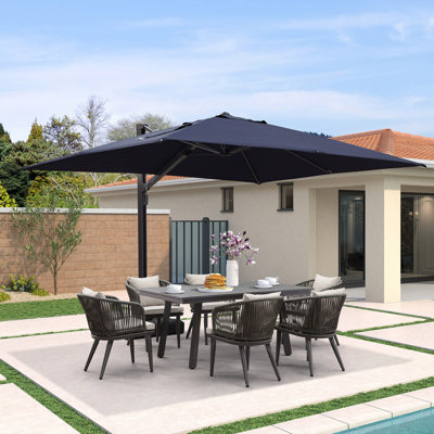 9' X 12' Rectangle Patio Umbrella Large Cantilever Outdoor Aluminum Offset Umbrella,Navy